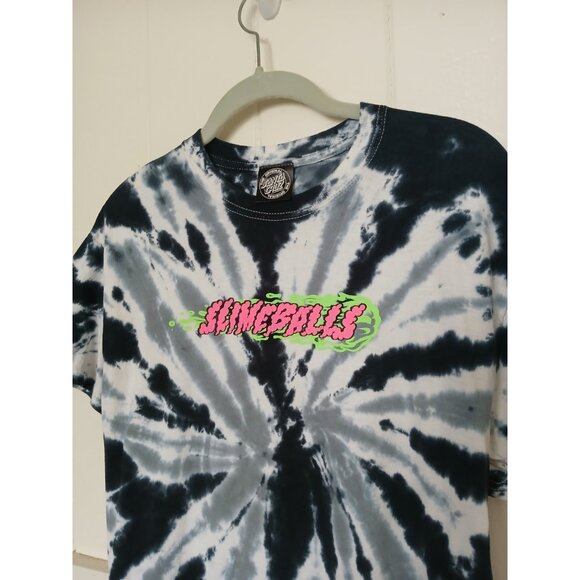 Santa Cruz T Shirt Slime Balls Graphic 2-sided Tie Dye Mens M Black White - Picture 8 of 14